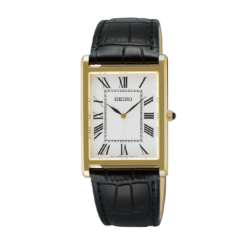 Seiko Classic Gold Tank Style Roman Numerals Men's Watch- SWR104P1